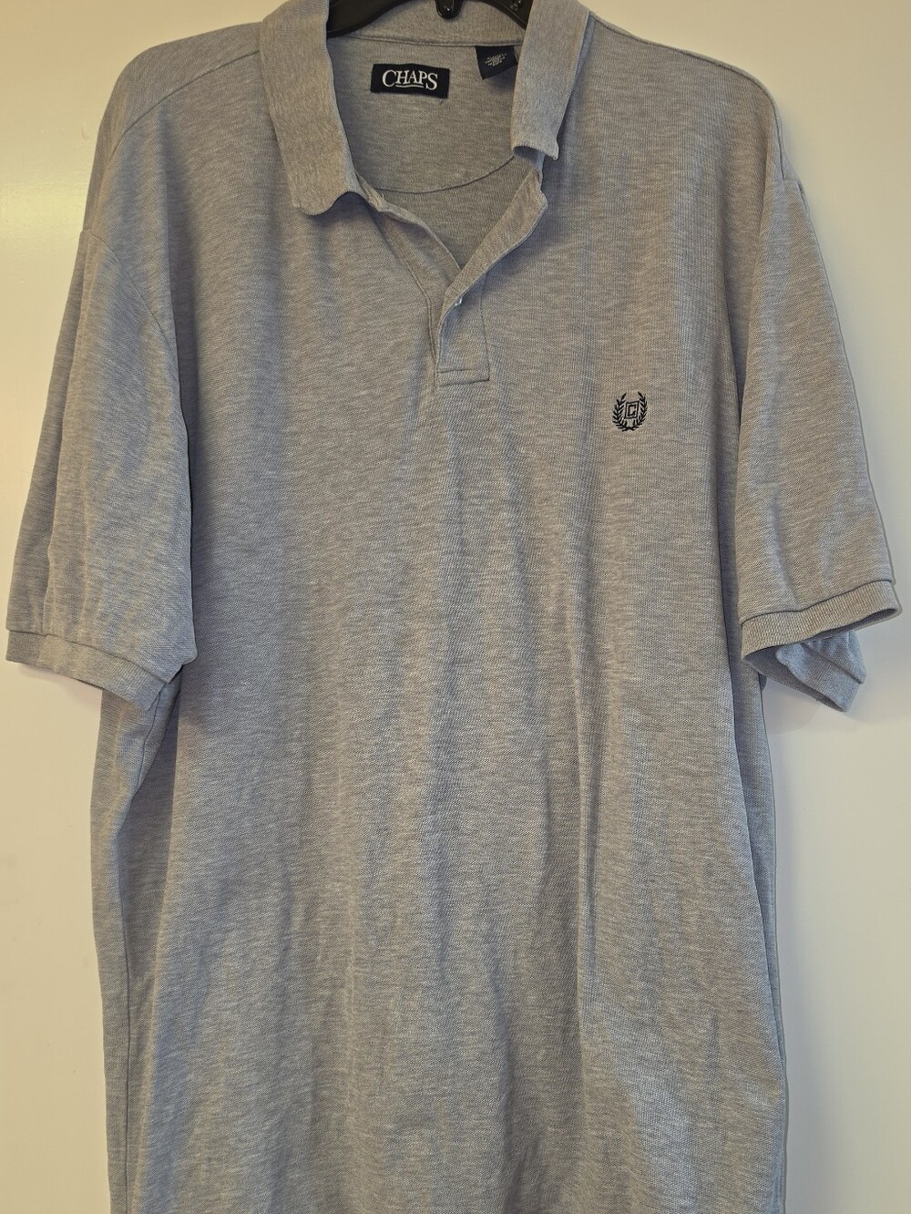 Chaps Light Gray Polo with Embroidered Crest